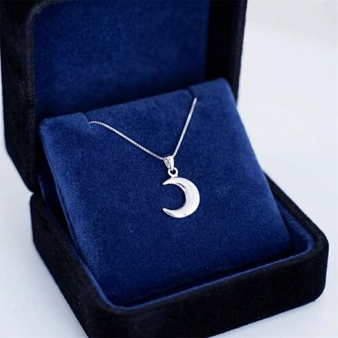 Sterling Silver Solid Double-Sided Shiny Crescent Moon Charm Pendant in Kuwait