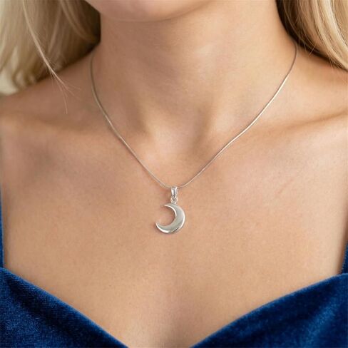 Sterling Silver Solid Double-Sided Shiny Crescent Moon Charm Pendant in Kuwait