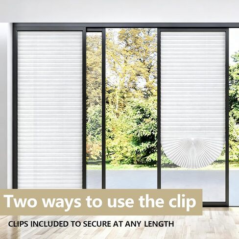 6 Pcs 35 x 94 Inches Temporary Blinds for Indoor Windows, Non-Woven Fabric Pleated Shades, No Drill Cut to Size Sticky Blackout Blinds for Sliding Door, French Door, Office, White in Saudi Arabia