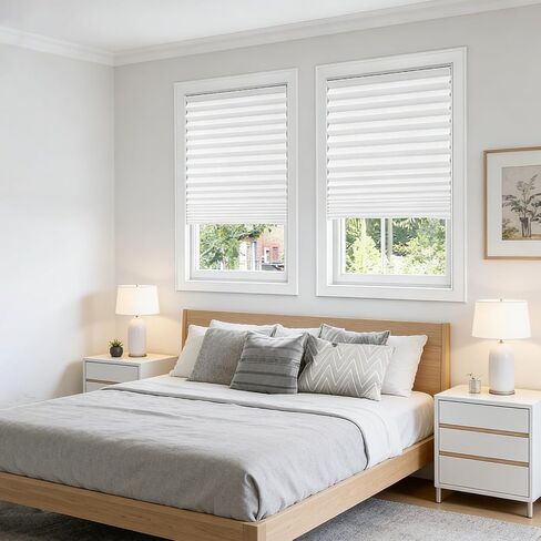 6 Pcs 35 x 94 Inches Temporary Blinds for Indoor Windows, Non-Woven Fabric Pleated Shades, No Drill Cut to Size Sticky Blackout Blinds for Sliding Door, French Door, Office, White in Saudi Arabia