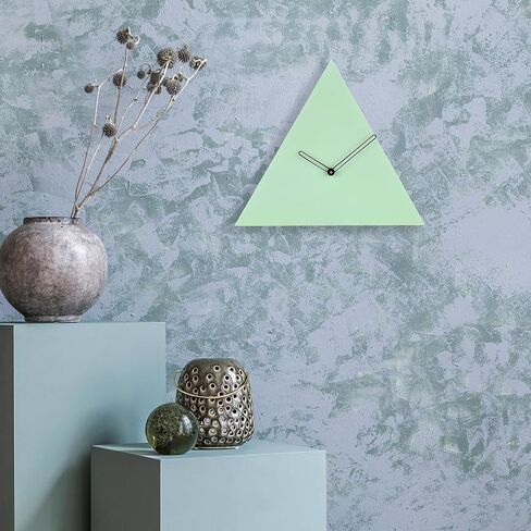 Modern Triangle Wall Clock MDF Wood, Minimalist Design, Green, 30 cm size, Pack of 1, suitable for Living room, Bed Room, Office and Gifiting (Battery not included) in Saudi Arabia