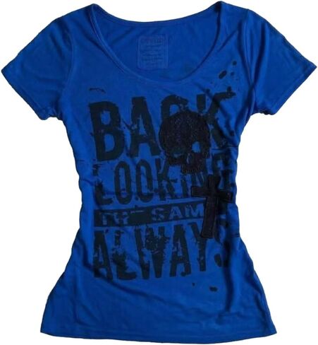 Y2K Graphic T-Shirt for Women 2000s Clothes Grunge Emo Streetwear Shirts Slim Fit Cool Butterfly Skull Aesthetic Tee in Kuwait