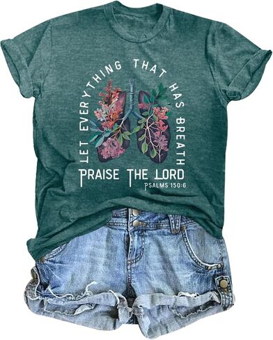 Christian Shirts for Women Vintage Bible Verse T Shirts Boho Floral Jesus Shirt Wildflowers Graphic Tees Tops in Saudi Arabia