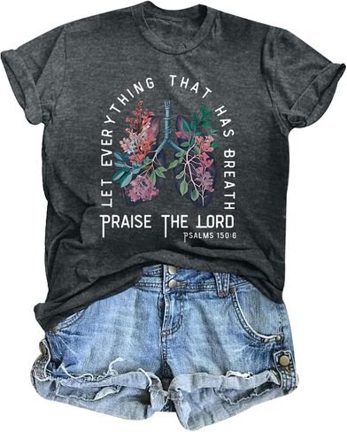 Christian Shirts for Women Vintage Bible Verse T Shirts Boho Floral Jesus Shirt Wildflowers Graphic Tees Tops in Saudi Arabia