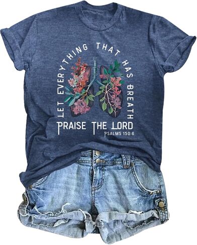 Christian Shirts for Women Vintage Bible Verse T Shirts Boho Floral Jesus Shirt Wildflowers Graphic Tees Tops in Saudi Arabia