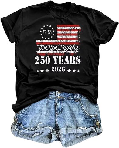 250th America Anniversary Shirt for Women America Flag Shirts Patriot Memorial Day Tops 4th of July Gift Tee Tops in Kuwait
