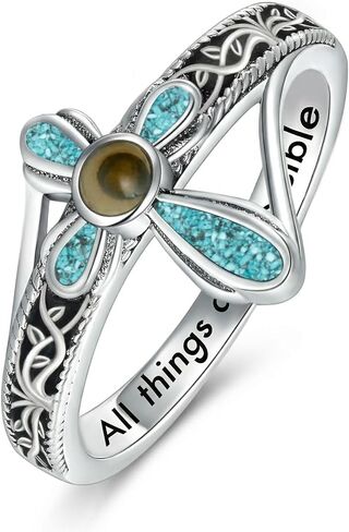 Mustard Seed Ring With All Things Are Possible Turquoise Cross Rings Christian Jewelry for Women Size 6-9 in Saudi Arabia