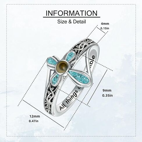 Mustard Seed Ring With All Things Are Possible Turquoise Cross Rings Christian Jewelry for Women Size 6-9 in Saudi Arabia