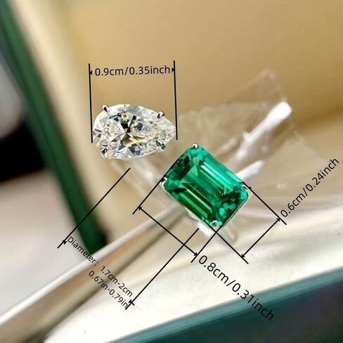 Elegant Emerald Synthetic Gemstone Open Adjustable Ring for Women Party Casual Daily Exquisite Jewelry Charm Accessory in Kuwait