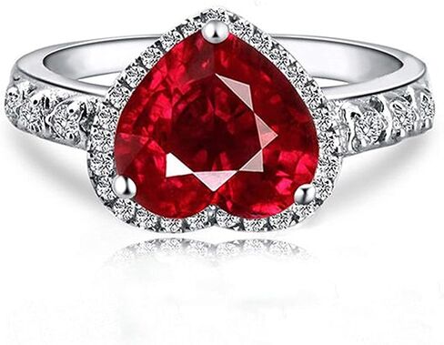 Navachi 925 Sterling Silver 18k White Gold Plated 2.5ct Heart Ruby Emerald Rings(size:5,6,7,8,9,10) in Kuwait