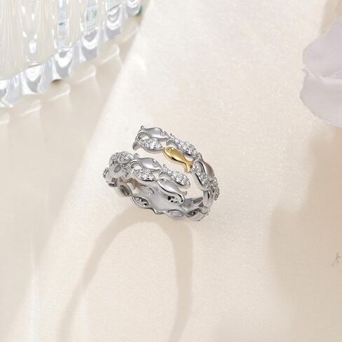Swim Against The Current Ring 925 Sterling Silver Hope Inspirational Adjustable Rings Fish Jewelry Gifts for Women in Saudi Arabia