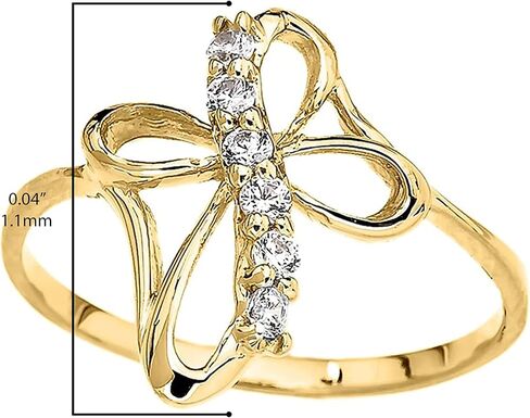 10K Yellow Gold Cubic Zirconia Infinity Loop Cross Bypass Ring in Saudi Arabia