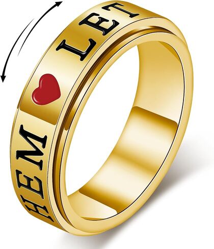 AmorArtSky Fidget Ring for Women - Let Them Spinner Ring for Anxiety & Stress Relief, Stainless Steel Enamel Jewelry | Silent Sensory Accessory for Work & Focus, Gift for Her, Sizes 6-10 in Saudi Arabia