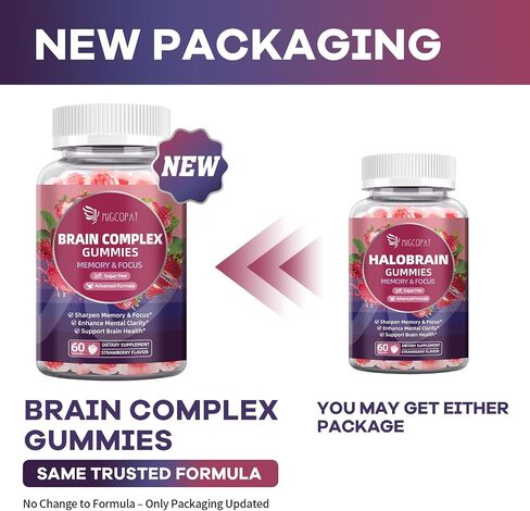 Migcopat Brain Supplements for Memory & Focus – Nootropic Gummies w/Bacopa, Lion’s Mane, Ginkgo & 10-in-1 Mushroom Complex, Mental Clarity & Cognitive Support, Caffeine-Free Strawberry Flavor 60 Cts in Saudi Arabia