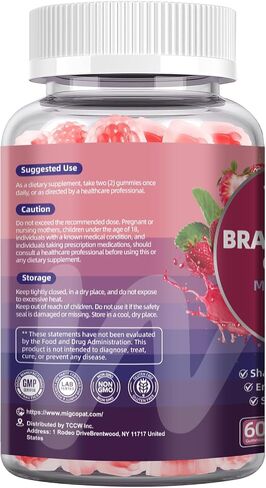 Migcopat Brain Supplements for Memory & Focus – Nootropic Gummies w/Bacopa, Lion’s Mane, Ginkgo & 10-in-1 Mushroom Complex, Mental Clarity & Cognitive Support, Caffeine-Free Strawberry Flavor 60 Cts in Saudi Arabia