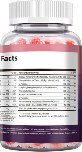 Migcopat Brain Supplements for Memory & Focus – Nootropic Gummies w/Bacopa, Lion’s Mane, Ginkgo & 10-in-1 Mushroom Complex, Mental Clarity & Cognitive Support, Caffeine-Free Strawberry Flavor 60 Cts in Saudi Arabia