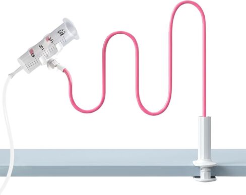 Adjustable Feeding Tube Holder, Hands-Free Gravity Syringe Holder with Flexible Gooseneck Arm and Adjustable Clamp Base, Feeding Tube Stand for Bedside, Home & Travel (Pink) in Kuwait