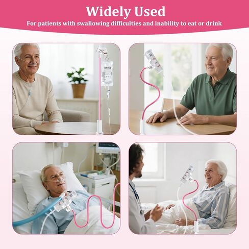 Adjustable Feeding Tube Holder, Hands-Free Gravity Syringe Holder with Flexible Gooseneck Arm and Adjustable Clamp Base, Feeding Tube Stand for Bedside, Home & Travel (Pink) in Kuwait