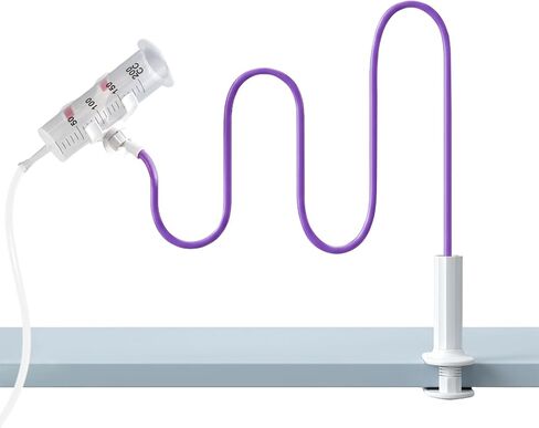 Adjustable Feeding Tube Holder, Hands-Free Gravity Syringe Holder with Flexible Gooseneck Arm and Adjustable Clamp Base, Feeding Tube Stand for Bedside, Home & Travel (Pink) in Kuwait