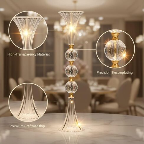 24.8in Crystal Vases for Flowers, 2Pcs Clear Trumpet Acrylic Vases for Centerpieces, Tall Flower Stands for Table Wedding Reception Party Event Home Decor in Kuwait