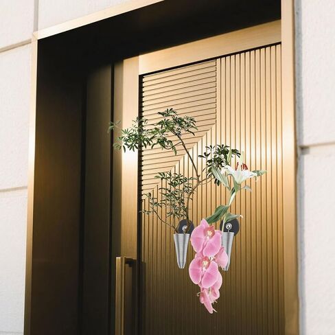 Magnetic Artificial Flowers Vase Unique Stainless Steel Vase for Dried Flowers, Plastic Flowers, and Paper Flowers Suitable for Freezer Doors, Courtyard Iron Railings, and Courtyard Gates in Saudi Arabia