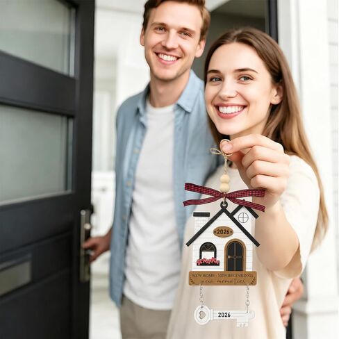 House Warming Gifts New Home - Metal New House Ornament 2026 with Greeting Card, First House Keepsake for Couples, Women, Families - Hanging Ornament for New Apartment, Office, Gift Ready in Saudi Arabia