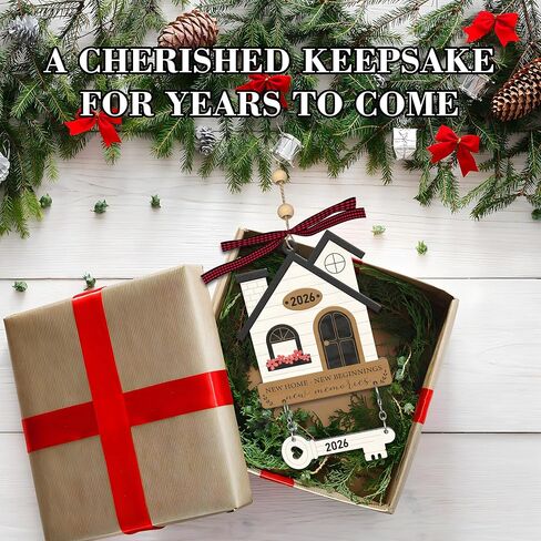 House Warming Gifts New Home - Metal New House Ornament 2026 with Greeting Card, First House Keepsake for Couples, Women, Families - Hanging Ornament for New Apartment, Office, Gift Ready in Saudi Arabia
