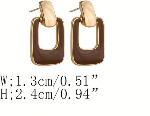 Brown Square Geometric Stud Earrings for Women - Dark Brown & Gold Earrings, Stylish Brown Dangle Earrings for Party, Daily Commute & Vacation in Saudi Arabia