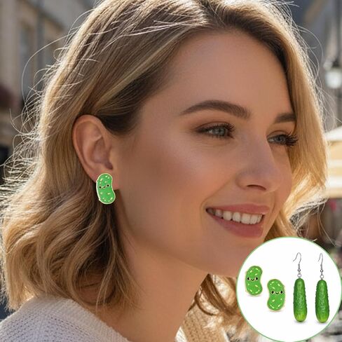 2 PCS Pickle Earrings for Women, Pickleball Earrings, Fun Pickle Gifts for Pickleball Players, Lightweight and Comfortable Dangle Earrings for Everyday Wear in Saudi Arabia