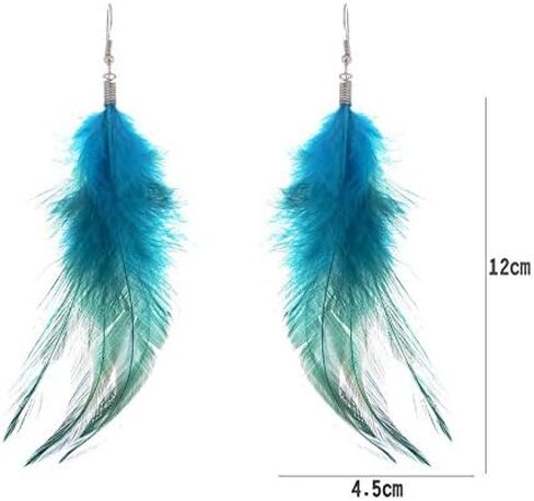 Lureme® Bohemian Style Feathers with Small Feather Tassel Dangle Earrings (02004736) (Black) in Kuwait