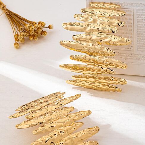 Oversized Gold Statement Earrings, Metallic Wave Design, Fashion Accessory in Saudi Arabia