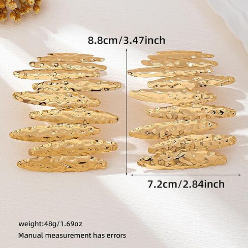 Oversized Gold Statement Earrings, Metallic Wave Design, Fashion Accessory in Saudi Arabia