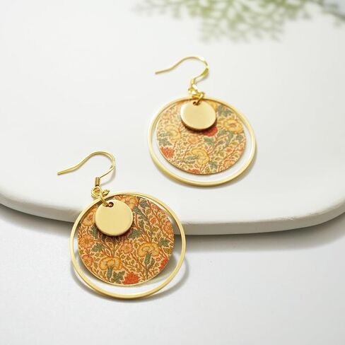 Boho Earrings, Gold Hoop Flower Earrings, Dangle Round Disc Earrings for Women, Handmade Bohemian Trendy Boho Floral Jewelry in Saudi Arabia