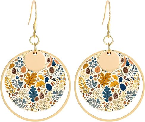 Boho Earrings, Gold Hoop Flower Earrings, Dangle Round Disc Earrings for Women, Handmade Bohemian Trendy Boho Floral Jewelry in Saudi Arabia