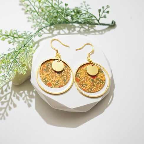Boho Earrings, Gold Hoop Flower Earrings, Dangle Round Disc Earrings for Women, Handmade Bohemian Trendy Boho Floral Jewelry in Saudi Arabia