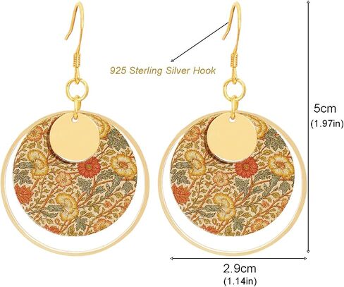 Boho Earrings, Gold Hoop Flower Earrings, Dangle Round Disc Earrings for Women, Handmade Bohemian Trendy Boho Floral Jewelry in Saudi Arabia
