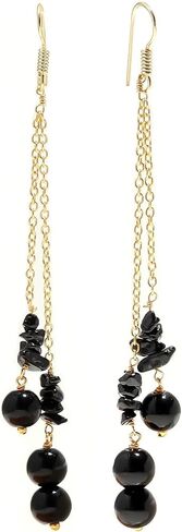 POSHPENDANT Handmade Long Gemstone Dangle Drop Earrings for Women – 8mm Natural Crystals with Brass Metal – Boho Spiritual Jewelry for Chakra Healing, Energy, and Birthstone Gifts in Kuwait