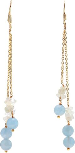 POSHPENDANT Handmade Long Gemstone Dangle Drop Earrings for Women – 8mm Natural Crystals with Brass Metal – Boho Spiritual Jewelry for Chakra Healing, Energy, and Birthstone Gifts in Kuwait