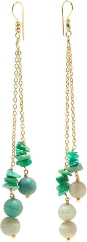 POSHPENDANT Handmade Long Gemstone Dangle Drop Earrings for Women – 8mm Natural Crystals with Brass Metal – Boho Spiritual Jewelry for Chakra Healing, Energy, and Birthstone Gifts in Kuwait