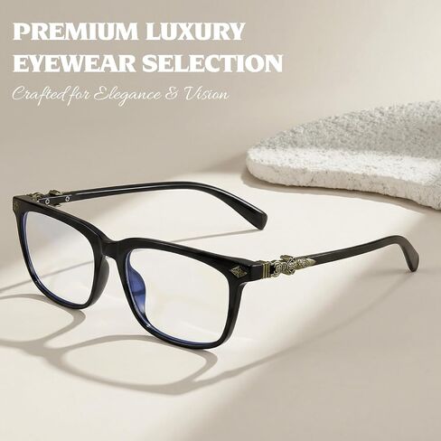 HIGLASS Retro Square Glasses for Men & Women, Vintage Blue Light Blocking Glasses with Metal Decor Temple TB2635 in Saudi Arabia