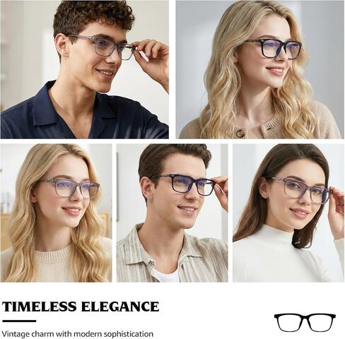 HIGLASS Retro Square Glasses for Men & Women, Vintage Blue Light Blocking Glasses with Metal Decor Temple TB2635 in Saudi Arabia