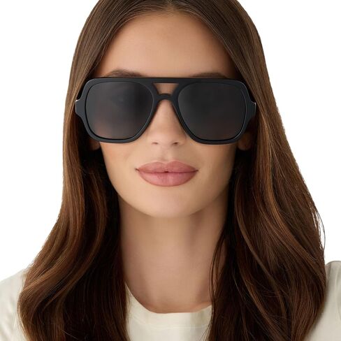 DIFF Layton Oversized Navigator Sunglasses for Women and Men | UV400 Polarized Protection | Black + Grey Gradient in Kuwait
