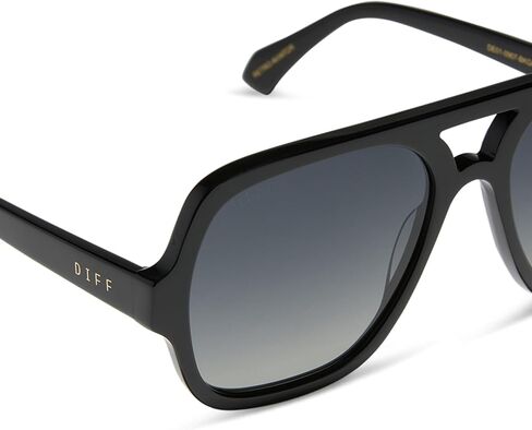 DIFF Layton Oversized Navigator Sunglasses for Women and Men | UV400 Polarized Protection | Black + Grey Gradient in Kuwait