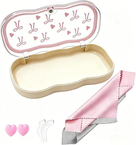 Glasses Case Hard Shell,Clear Eyeglass Case,Glass Cases for Eyeglasses Women,Cute Pink Bow Hard Shell Sunglasses Case for Sunglasses Reading & Myopia Glasses Kids Glasses Case in Kuwait