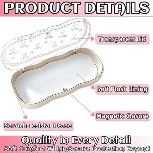 Glasses Case Hard Shell,Clear Eyeglass Case,Glass Cases for Eyeglasses Women,Cute Pink Bow Hard Shell Sunglasses Case for Sunglasses Reading & Myopia Glasses Kids Glasses Case in Kuwait
