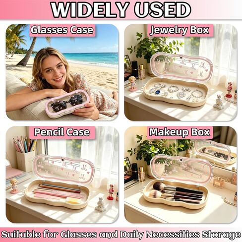 Glasses Case Hard Shell,Clear Eyeglass Case,Glass Cases for Eyeglasses Women,Cute Pink Bow Hard Shell Sunglasses Case for Sunglasses Reading & Myopia Glasses Kids Glasses Case in Kuwait