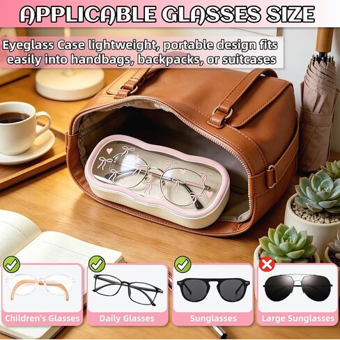 Glasses Case Hard Shell,Clear Eyeglass Case,Glass Cases for Eyeglasses Women,Cute Pink Bow Hard Shell Sunglasses Case for Sunglasses Reading & Myopia Glasses Kids Glasses Case in Kuwait