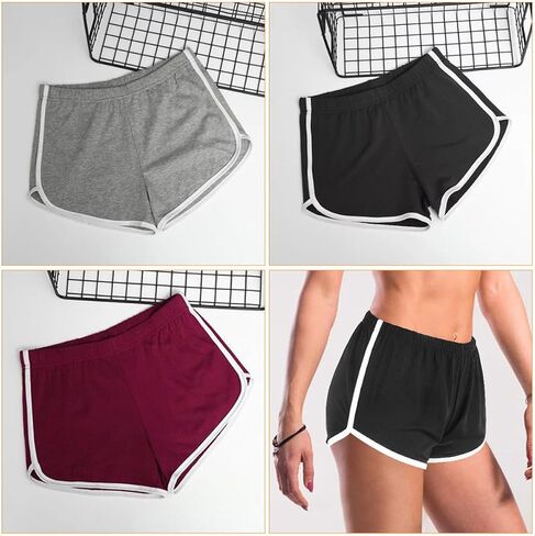 PartyKindom Women’s Yoga Shorts and Beach Shorts 5pcs, Cotton Blend, Mixed Colors, Size S, Activewear for Summer Sports and Leisure Random Color in Kuwait