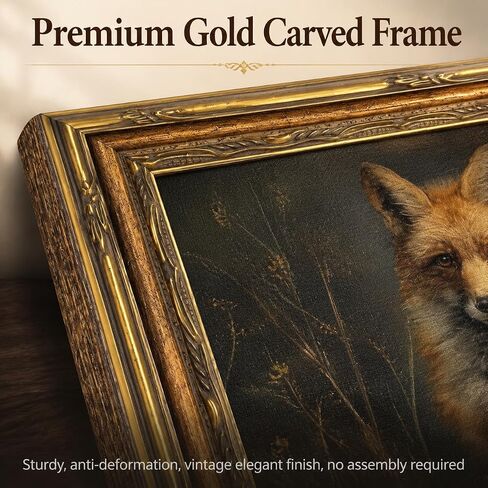 Framed Vintage Woodland Fox Canvas Wall Art Forest Wildlife Dark Academia Painting Picture Wall Decor Nature Farmhouse Animals Poster Print Artwork for Living Room Bedroom Lodge Home Decoration in Saudi Arabia