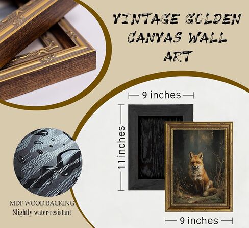 Framed Vintage Woodland Fox Canvas Wall Art Forest Wildlife Dark Academia Painting Picture Wall Decor Nature Farmhouse Animals Poster Print Artwork for Living Room Bedroom Lodge Home Decoration in Saudi Arabia